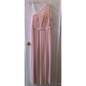 Pastel Pink One Shoulder Bridal Dress For Wedding